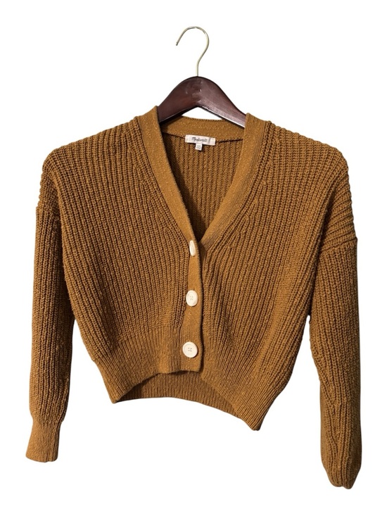 Madewell Sweaters - Madewell 100% Cotton Chunky Knit Cropped Cardigan Sweater XXS Camel Brown